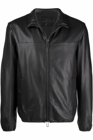 Emporio Armani Leather Jackets, male, , XL, Leather Zip Jacket