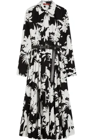 Max Mara Shirt Dresses, female, , L, Printed Cotton Shirt Dress with Belt