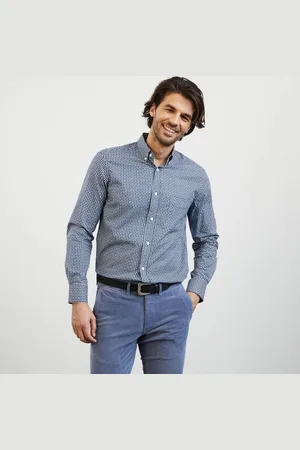 Eden Park Casual Shirts, male, , S, Exclusive Printed Navy Pima Cotton Shirt