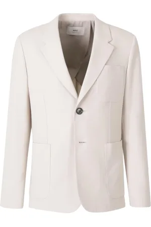 Ami Blazers, male, , M, Beige Button Jacket with Patch Pockets