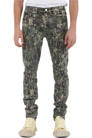 Purple Brand Camo Skinny Jeans with Button Closure
