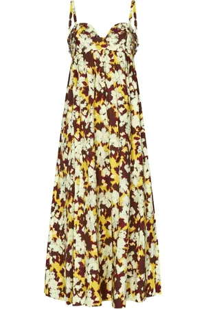 ULLA JOHNSON Floral Sequin Empire Waist Midi Dress