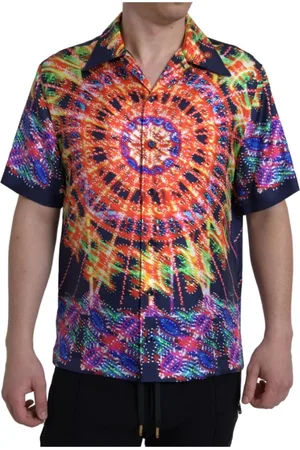 Dolce & Gabbana Short Sleeve Shirts, male, , L, Ferris Wheel Print Silk Shirt