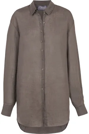 Cortana Shirts, female, , S, Oversized Shirt in Chestnut Ramie
