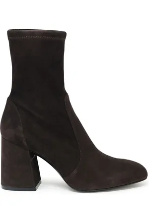 Stuart Weitzman Ebony Suede Flareblock 85 Stretch Bootie