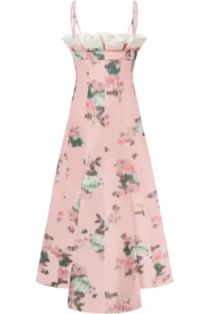 Serafini Midi Dresses, female, , S, Floral Print Linen Blend Dress
