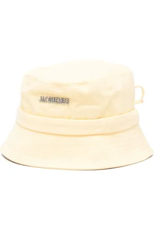 Jacquemus Hats, unisex, , 58 CM, Yellow Cotton Strap Detailing Flat Brim Hat