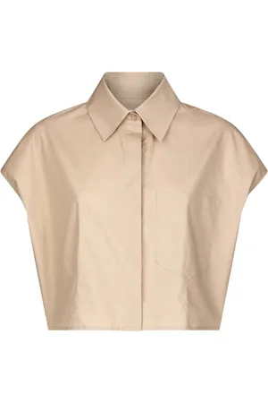 Dondup Cropped Poplin Shirt with Embroidery