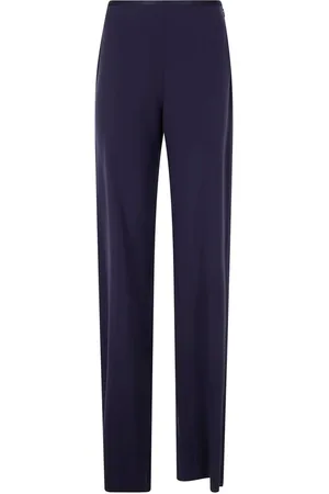 Emporio Armani Wide Leg Trousers with Satin Trim