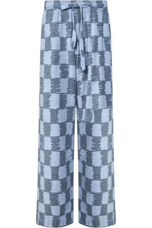 BONSAI Wide Trousers, male, , M, Checked Wide Leg Trousers Stone