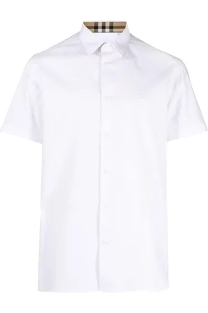 Burberry Short Sleeve Shirts, male, , S, Short Sleeve Shirt with Equestrian Knight Embroidery