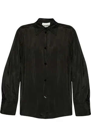 Ganni Shirts, female, , L, Button-Up Shirt Crinkled Finish