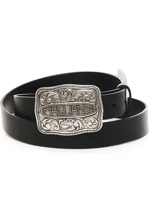 MAGLIANO Belts, male, , L, Leather Engraved Logo Belt