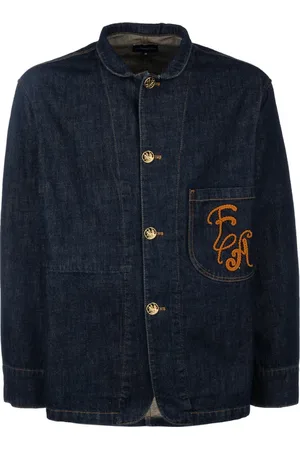 Emporio Armani Denim Jackets, male, , L, Small Stand-Neck Single-Breasted Denim Jacket