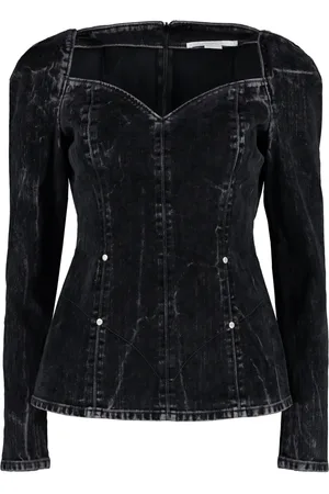 Stella McCartney Velvet Denim Top with Sweetheart Neckline