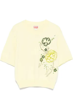 Kenzo Yellow Crew Neck Top Short Sleeves