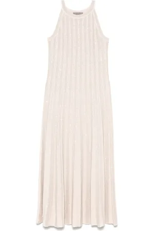 D.EXTERIOR White Sequin Halterneck Godet Dress