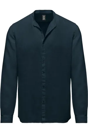 Bomboogie Linen Shirt with Mandarin Collar