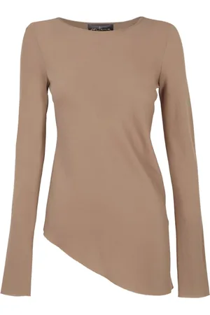 Cortana Long Sleeve Tops, female, , M, Stretch Top Cocoa
