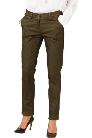 Masons Chinos, female, , S, Forest Green Herringbone Slim-Fit Chinos