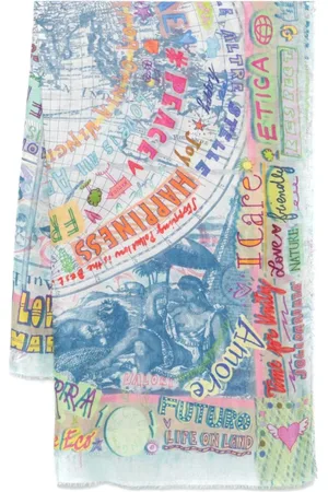 Faliero Sarti Scarves, female, , ONE SIZE, MultiColour Scarf Frayed Edge Print