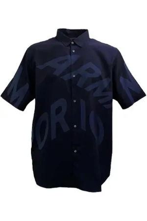 Emporio Armani Short Sleeve Shirts, male, , L, Short Sleeve Over Fit Shirt with Maxi Logo