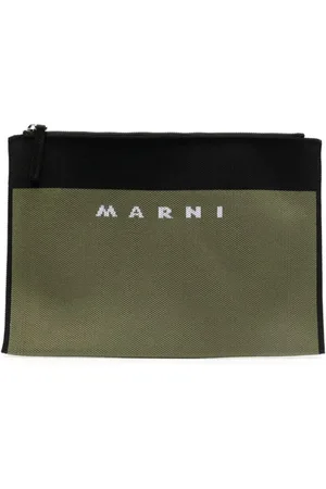 Marni Clutches, female, , ONE SIZE, Logo-Embroidered Zip Clutch Bag