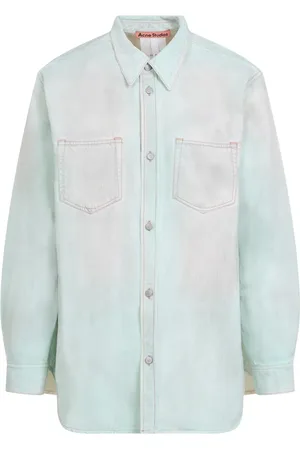 Acne Studios Denim Shirts, male, , L, Mint Cotton Shirt