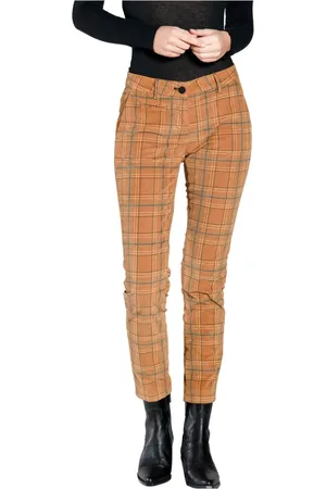 Masons Slim-fit Trousers, female, , 2XS, New York Slim V3 Plaid Velvet Chino Trousers