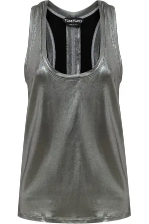 Tom Ford Sleeveless Tops, female, , 2XS, Silver Sleeveless Top with Label