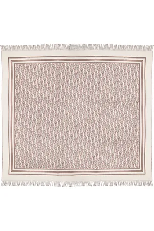 Dior Winter Scarves, unisex, , ONE SIZE, Oblique Fringed Plaid Wool Cashmere Scarf