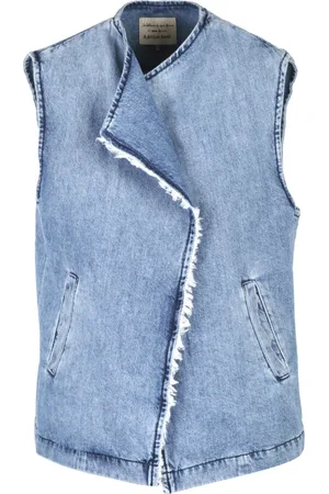 Alessia Santi Denim Sleeveless Vest with Frayed Edges