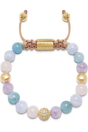 Nialaya Beaded Bracelet with Aquamarine, Blue Lace Agate, Rose Quartz, and Amethyst Lavender