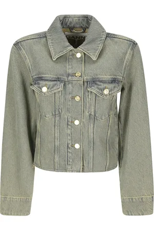 Ganni Denim Jackets, female, , L, Overdyed Heavy Denim Jacket