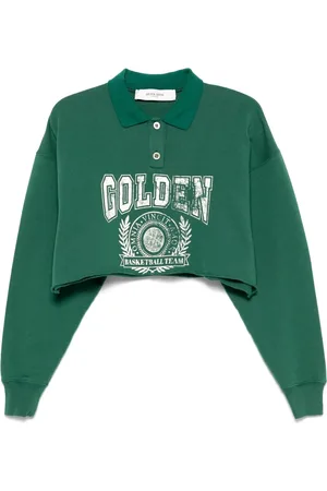 Golden Goose Cropped Polo Sweatshirt White Print