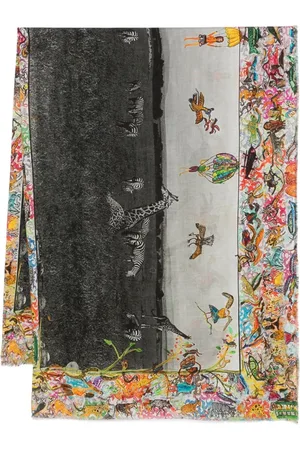 Faliero Sarti Silky Scarves, female, , ONE SIZE, Graphic Print Frayed Edge Scarf