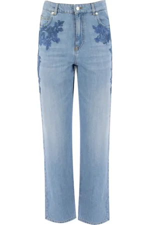 ERMANNO SCERVINO Straight Jeans, female, , 2XS, Lace Embroidered Five-Pocket Jeans