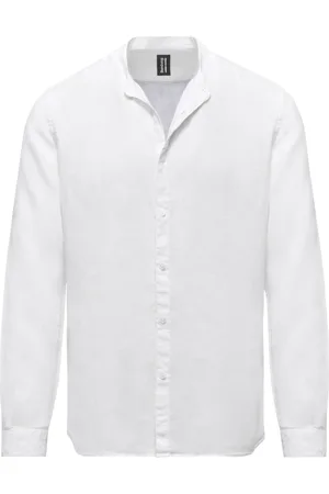 Bomboogie Formal Shirts, male, , M, Linen Mandarin Collar Shirt