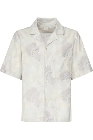 ELEVENTY Linen Cotton Short Sleeve Shirt with Button Closure