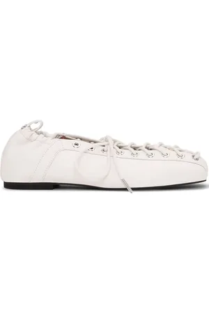 Ganni Ballerinas, female, , 7 UK, Leather Lace-Up Ballerinas