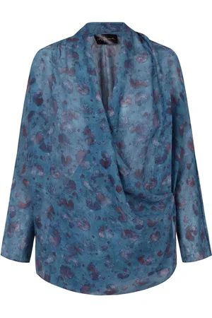Cortana Blouses, female, , 2XL, Sophia, island print silk blouse