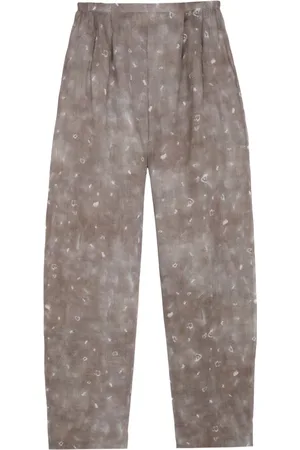 Cortana Wide Trousers, female, , S, Linen Trousers with Ayaz Print