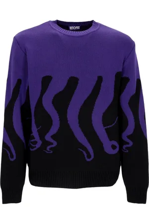 Octopus Round-neck Knitwear, male, , S, Crewneck Jumper Black/ Embroidered Logo