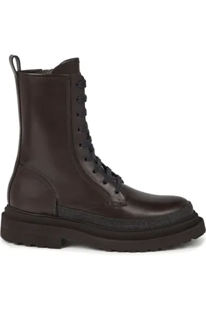 Brunello Cucinelli Smooth Leather Boots with Precious Contour