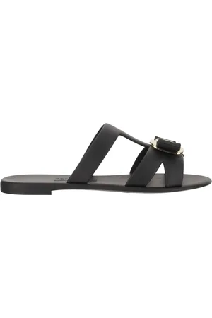 Salvatore Ferragamo Sliders, female, , 2 UK, Bow Rubber Sandals with Golden Plaque
