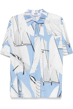 Msgm Short Sleeve Shirts, male, , XL, Cornflower Button-Up Shirt