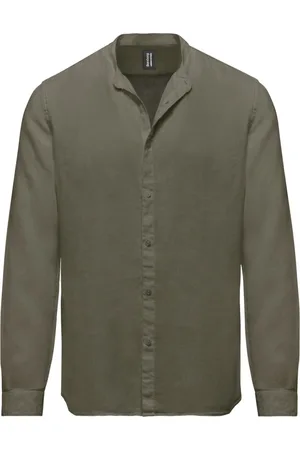 Bomboogie Casual Shirts, male, , 2XL, Mandarin Collar Linen Summer Shirt