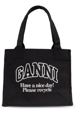 Ganni Tote Bags, female, , ONE SIZE, Rectangular Cotton Bag with Long Handles