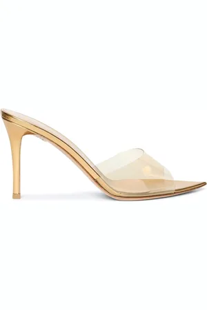 Gianvito Rossi Heeled Mules, female, , 4 1/2 UK, Golden Sandals with Plexi Front Band