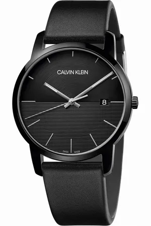 Calvin Klein Watches, male, , ONE SIZE, Fashionable Watch with Quartz Dial and Leather Strap